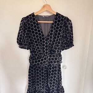 Zara Elegant Black Polka Dot Dress